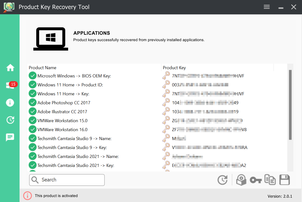 Product Key Recovery Tool screenshot